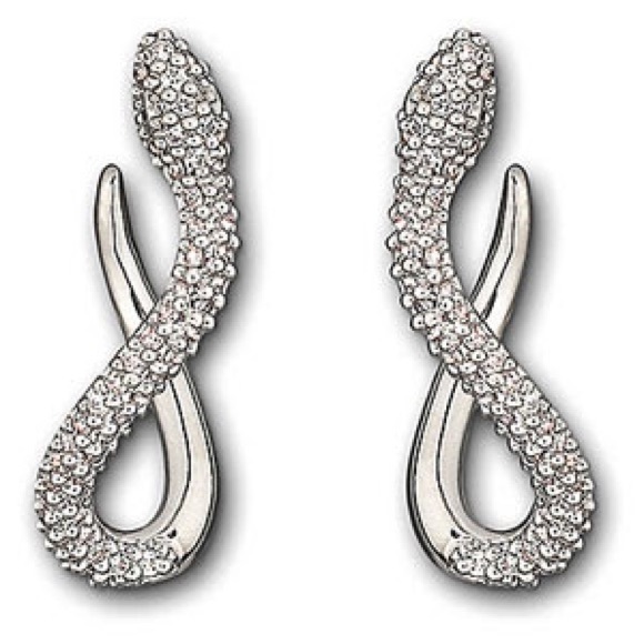 Swarovski Jewelry - Swarovski Rhodium and Crystal Hypnotic Snake Pierced Earrings